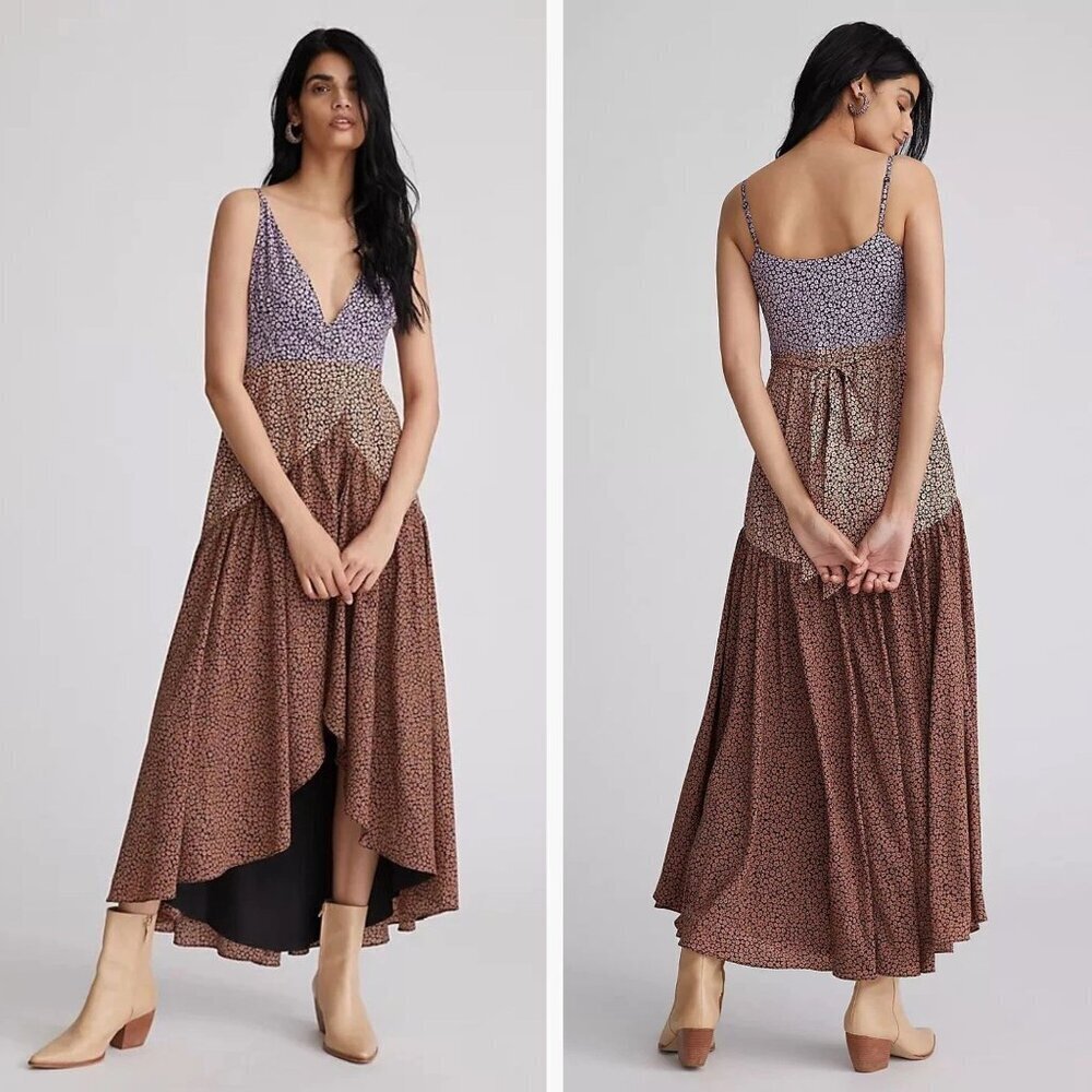 Anthropologie Hutch Contrast Wrap Midi Dress Size XS 23004